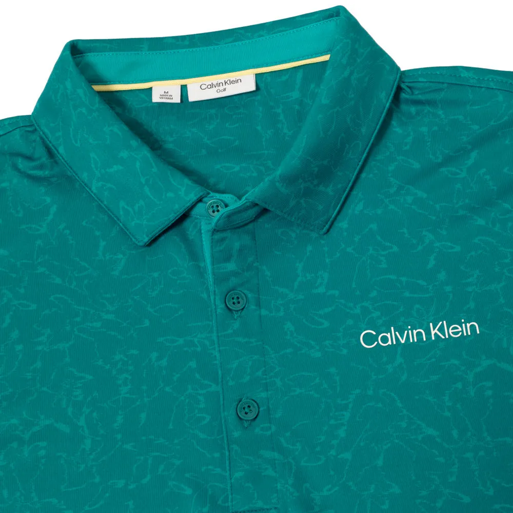 Calvin Klein Abstract Watercolour Printed Polo Shirt - Sea Green