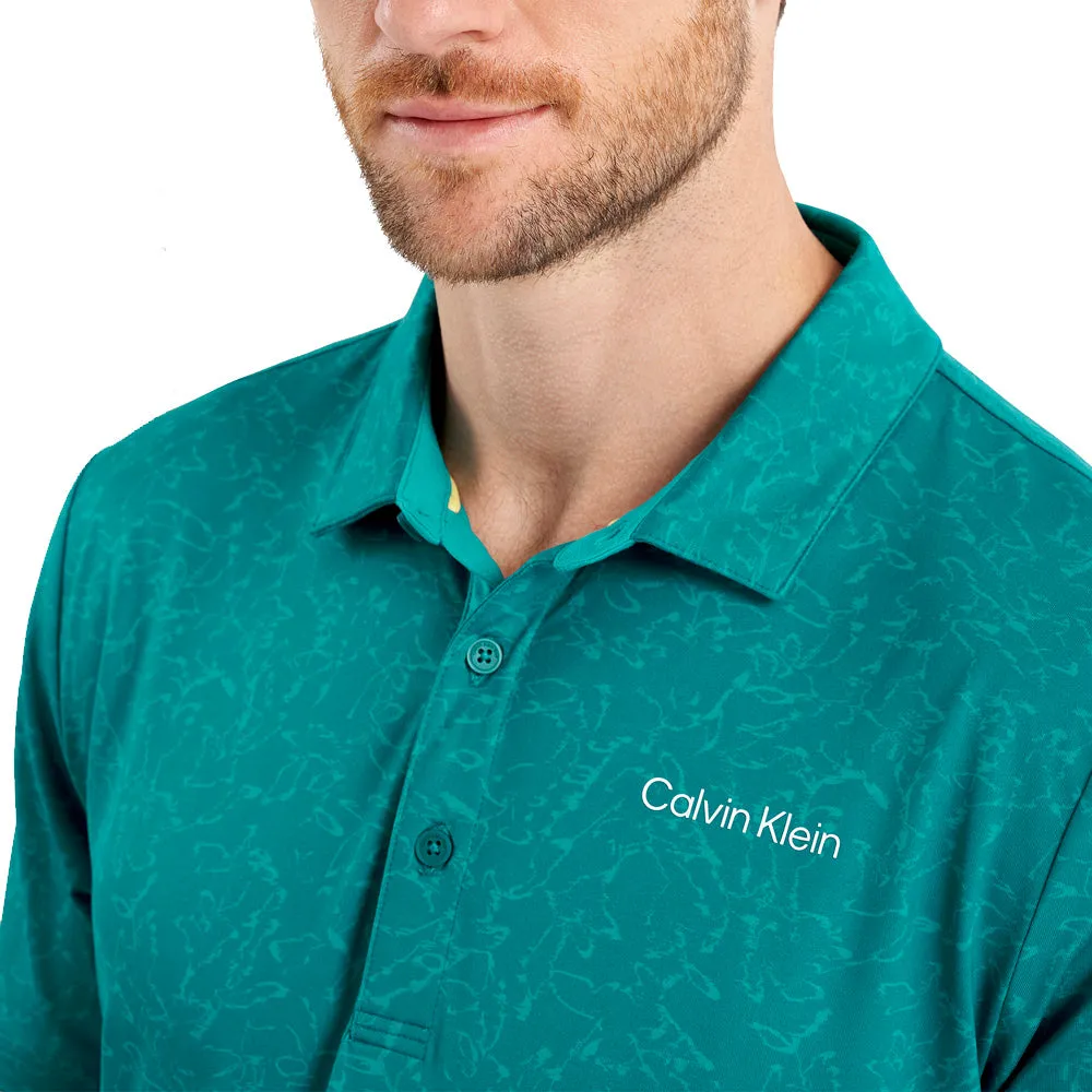 Calvin Klein Abstract Watercolour Printed Polo Shirt - Sea Green