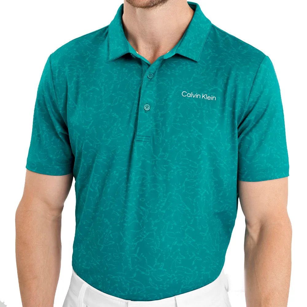 Calvin Klein Abstract Watercolour Printed Polo Shirt - Sea Green