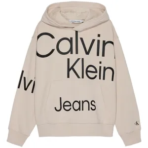 Calvin Klein Bold Institutional Logo Hoodie Eggshell