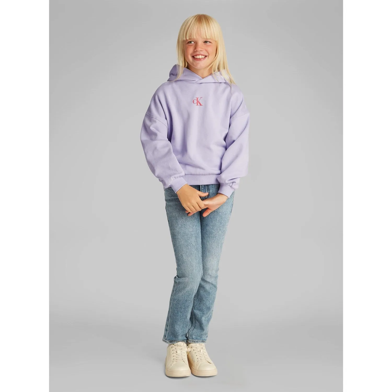 Calvin Klein Purple Heather Flower Back Graphic Hoodie