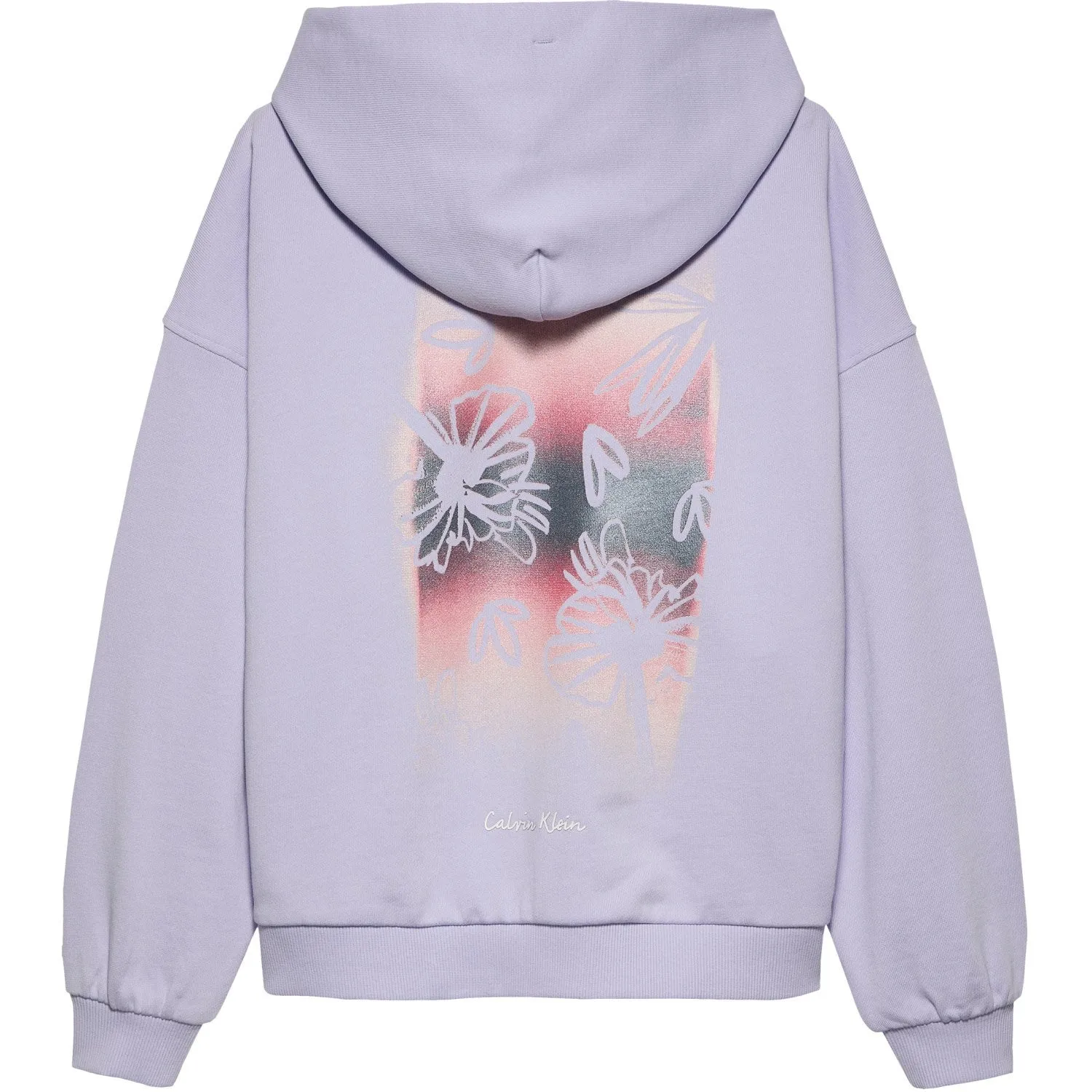 Calvin Klein Purple Heather Flower Back Graphic Hoodie