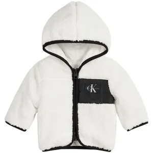 Calvin Klein Teddy Zip Through Hoodie Ivory
