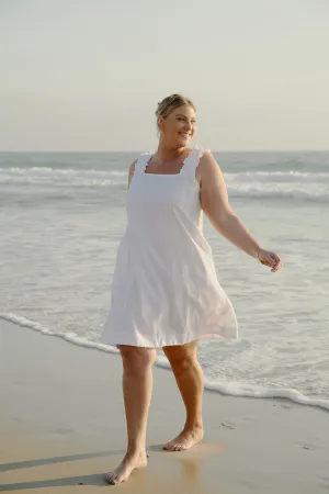 Claire Short Linen Dress in White Adrift