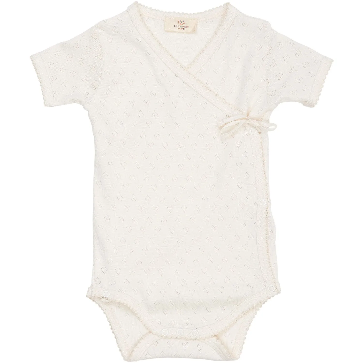 COPENHAGEN COLORS Cream Pointelle Heart Crossover Body Ss