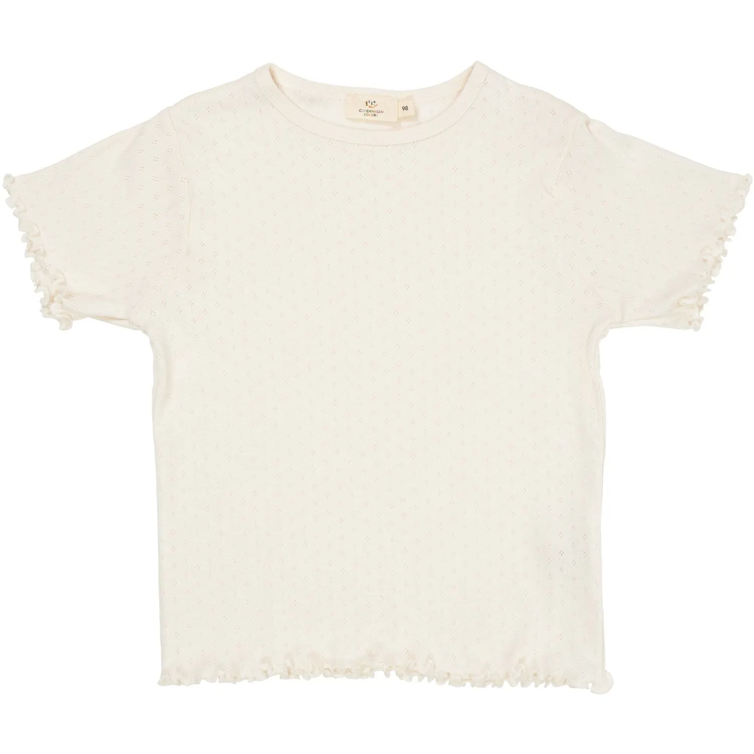COPENHAGEN COLORS Cream Summer Pointelle T-Shirt Ss