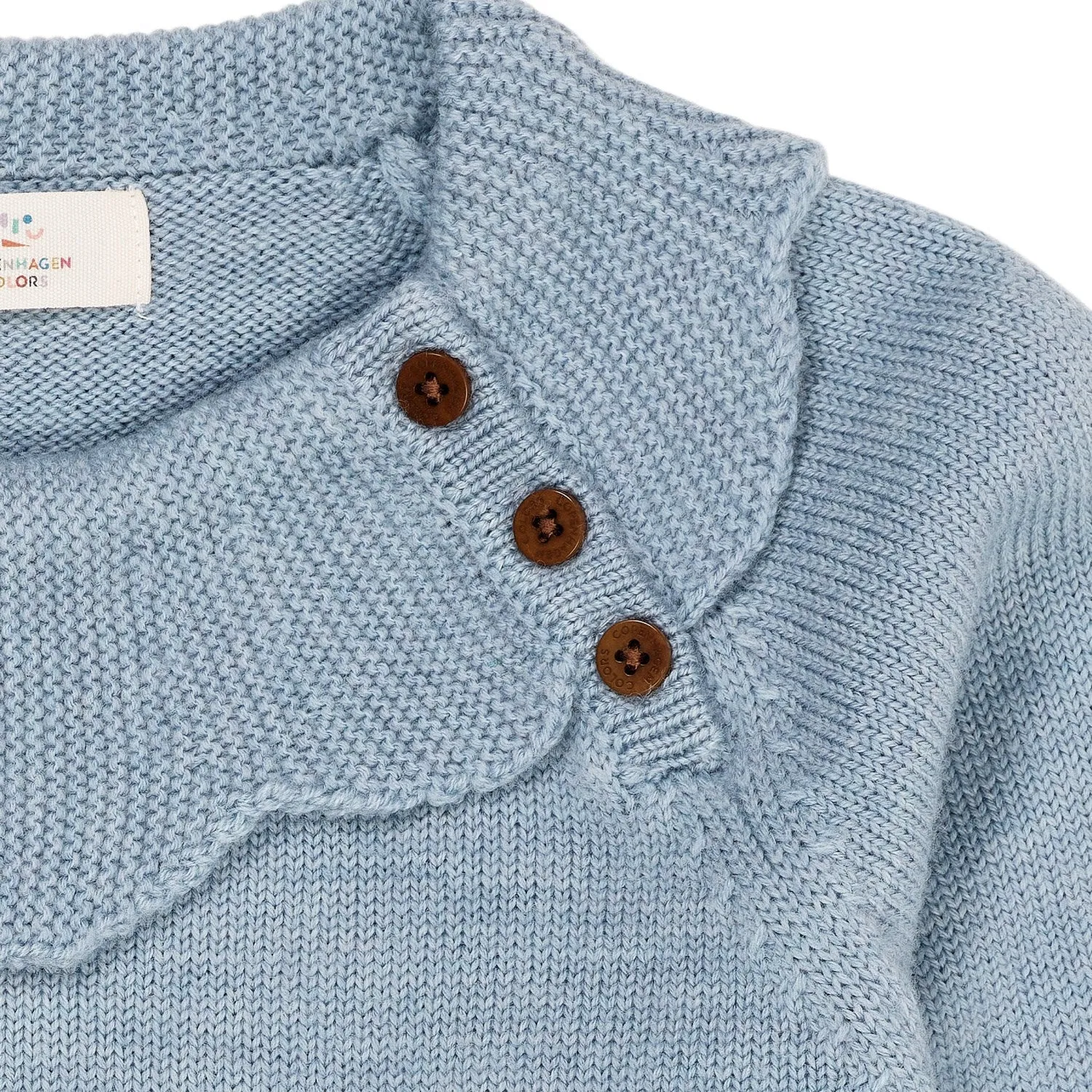 COPENHAGEN COLORS Dusty Blue Merino Marguriette Blouse