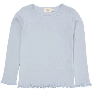 COPENHAGEN COLORS Dusty Blue Summer Pointelle Ls Tee