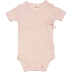 COPENHAGEN COLORS Dusty Rose Pointelle Heart Crossover Body Ss