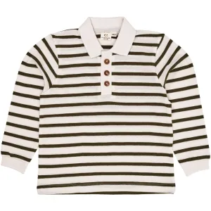 COPENHAGEN COLORS Forrest Green/Cream Stripe Striped Pique Polo W. Ls