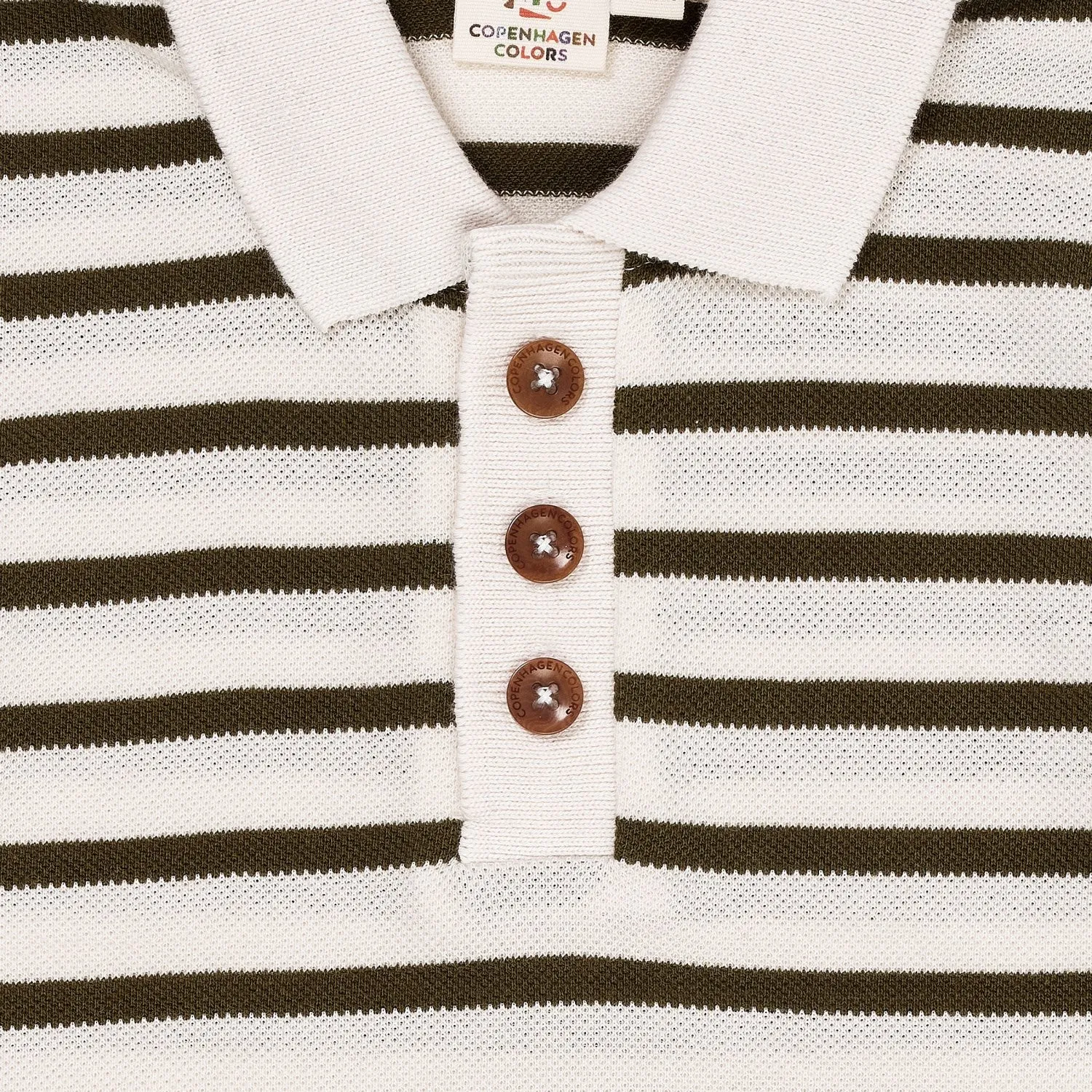 COPENHAGEN COLORS Forrest Green/Cream Stripe Striped Pique Polo W. Ls