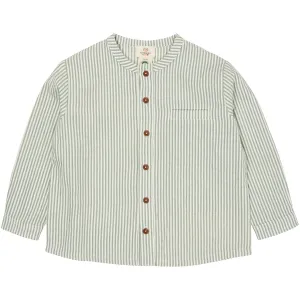 COPENHAGEN COLORS Green W Cream Stripe Seersucker Shirt W. Placket
