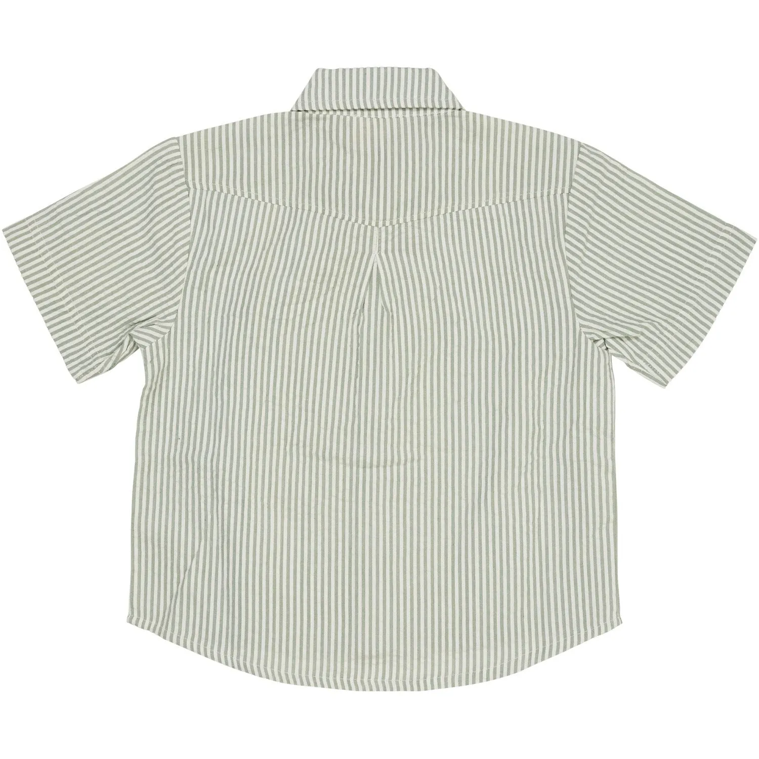 COPENHAGEN COLORS Green W Cream Stripe Seersucker Ss Shirt
