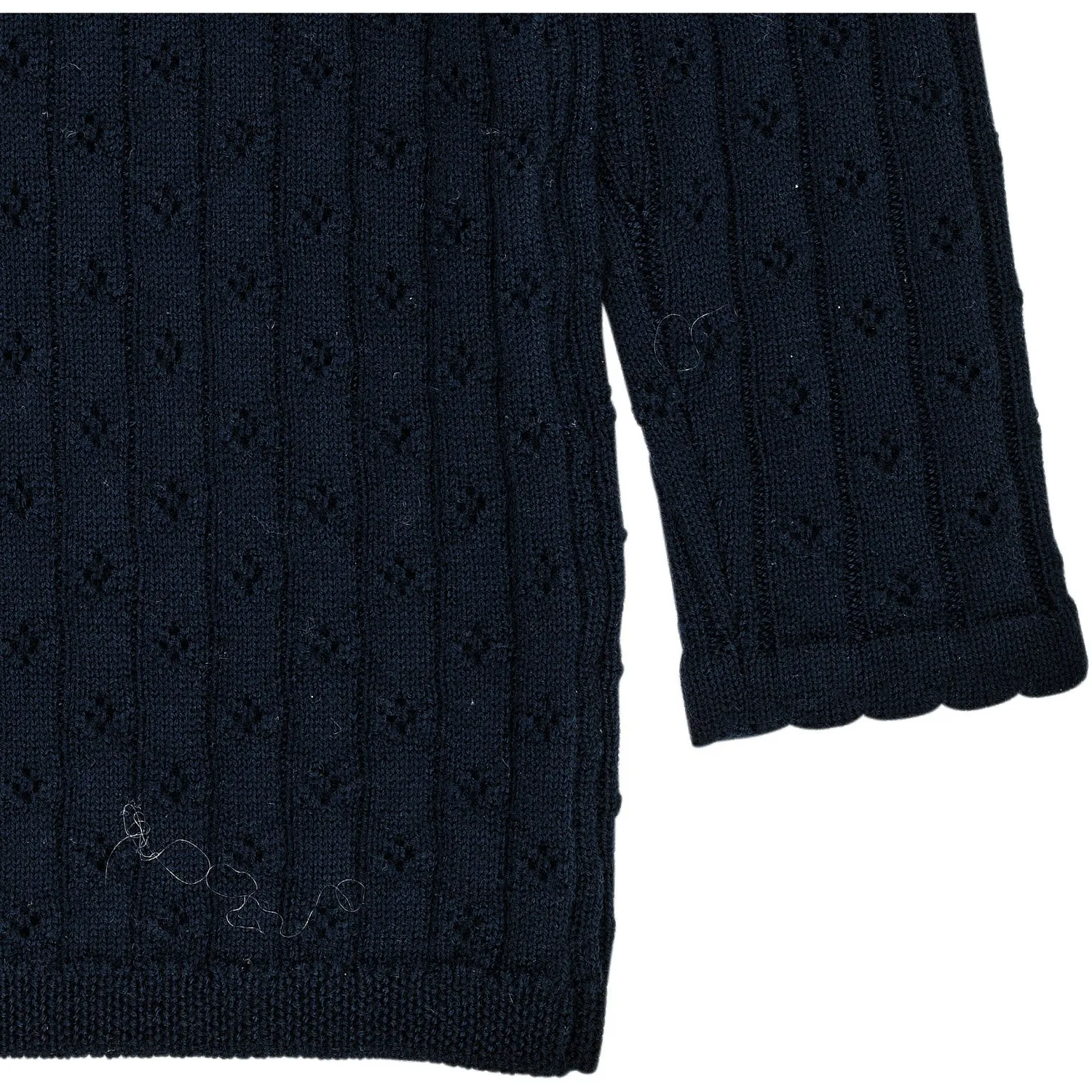 COPENHAGEN COLORS Navy Merino Classic Pointelle Blouse
