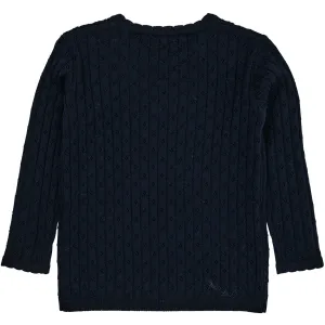 COPENHAGEN COLORS Navy Merino Classic Pointelle Blouse