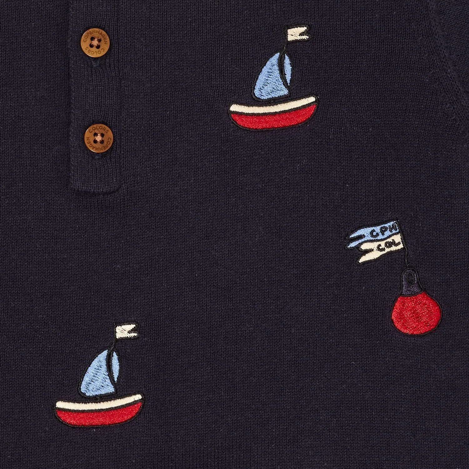 COPENHAGEN COLORS Navy/Cream Comb. Polo W. Embroidery