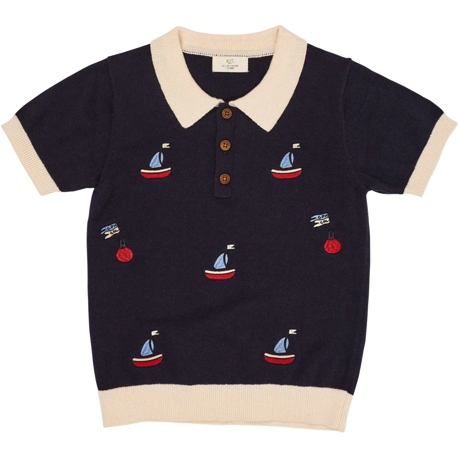 COPENHAGEN COLORS Navy/Cream Comb. Polo W. Embroidery