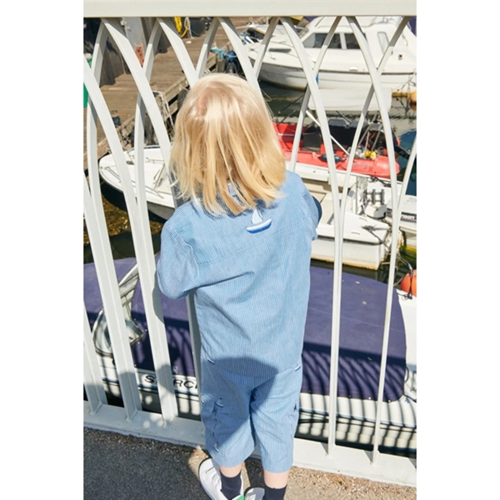 Copenhagen Colors Sharp Blue Stripe Twill Shirt w. Embroidery
