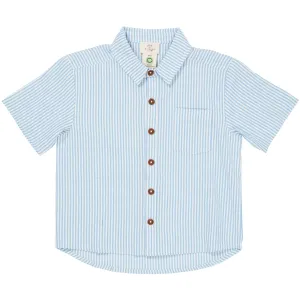 COPENHAGEN COLORS Sky Blue W Cream Stripe Seersucker Ss Shirt