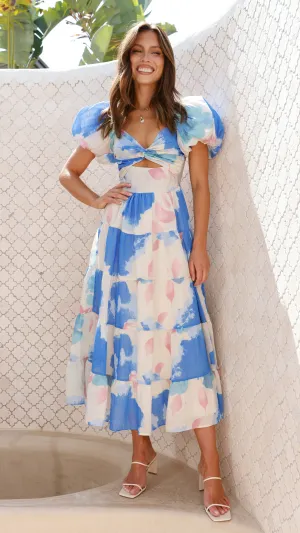 Coral Maxi Dress - Blue Floral Billy J