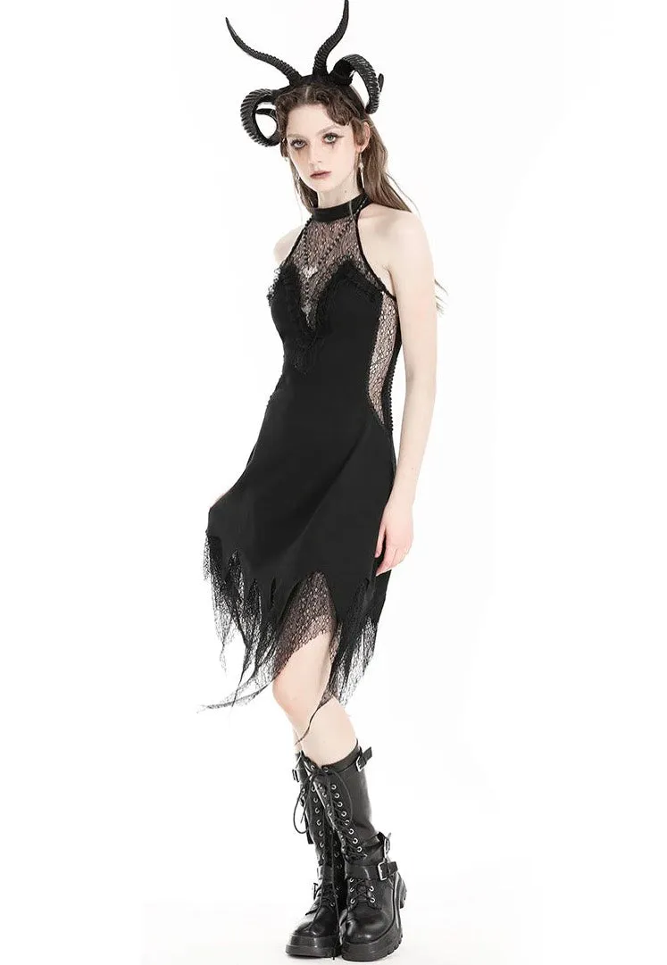 Dark In Love - Devil Sexy Net Deep V Neck Black - Dress