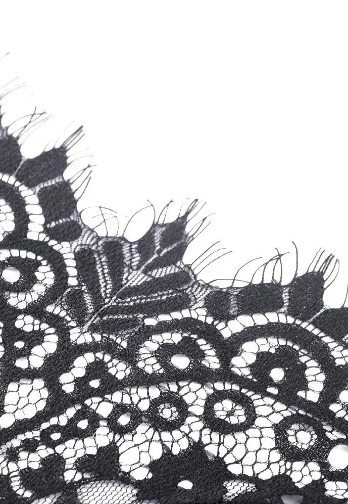 Dark in Love - Gothic Black Lace Frill Swallow Tail Mermaid - Dress