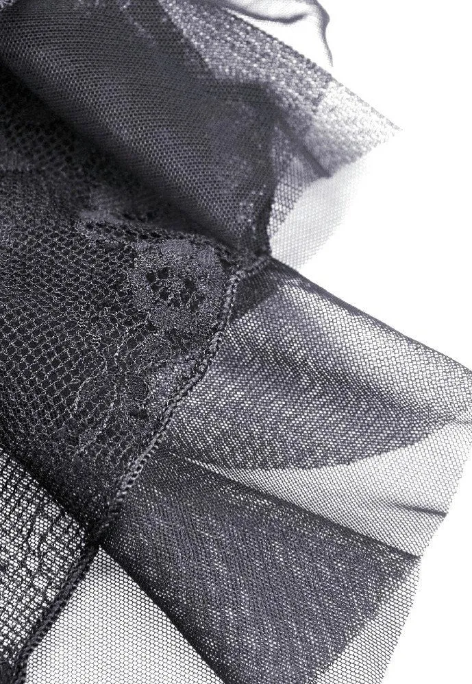 Dark in Love - Gothic Black Lace Frill Swallow Tail Mermaid - Dress