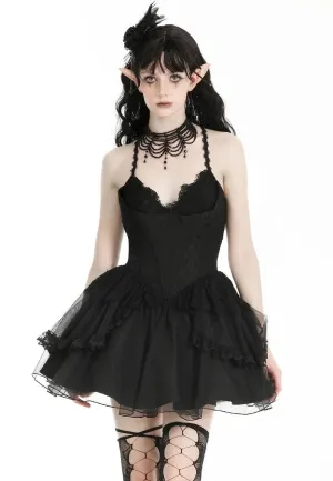 Dark In Love - Gothic Black Swan Tulle Lace Trim Black - Dress