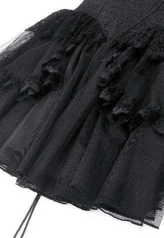 Dark In Love - Gothic Black Swan Tulle Lace Trim Black - Dress