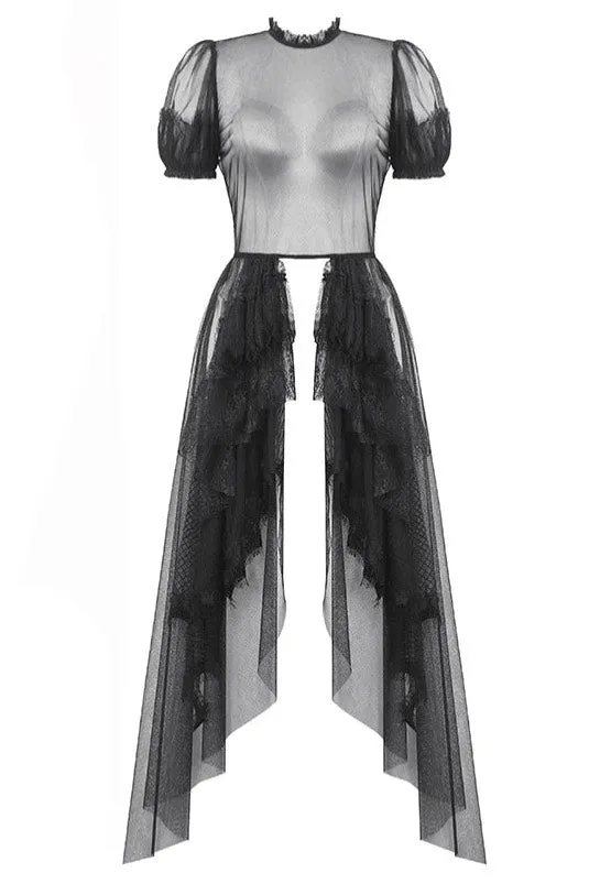 Dark In Love - Gothic Dark Night Elf Winged Mesh Black - Dress