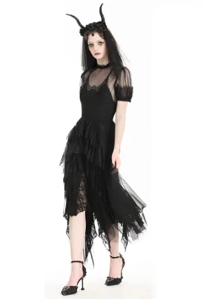 Dark In Love - Gothic Dark Night Elf Winged Mesh Black - Dress
