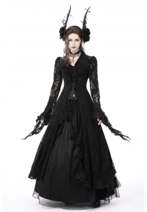 Dark In Love - Gothic Romantic Hollow Out Sexy Frilly Lace - Dress