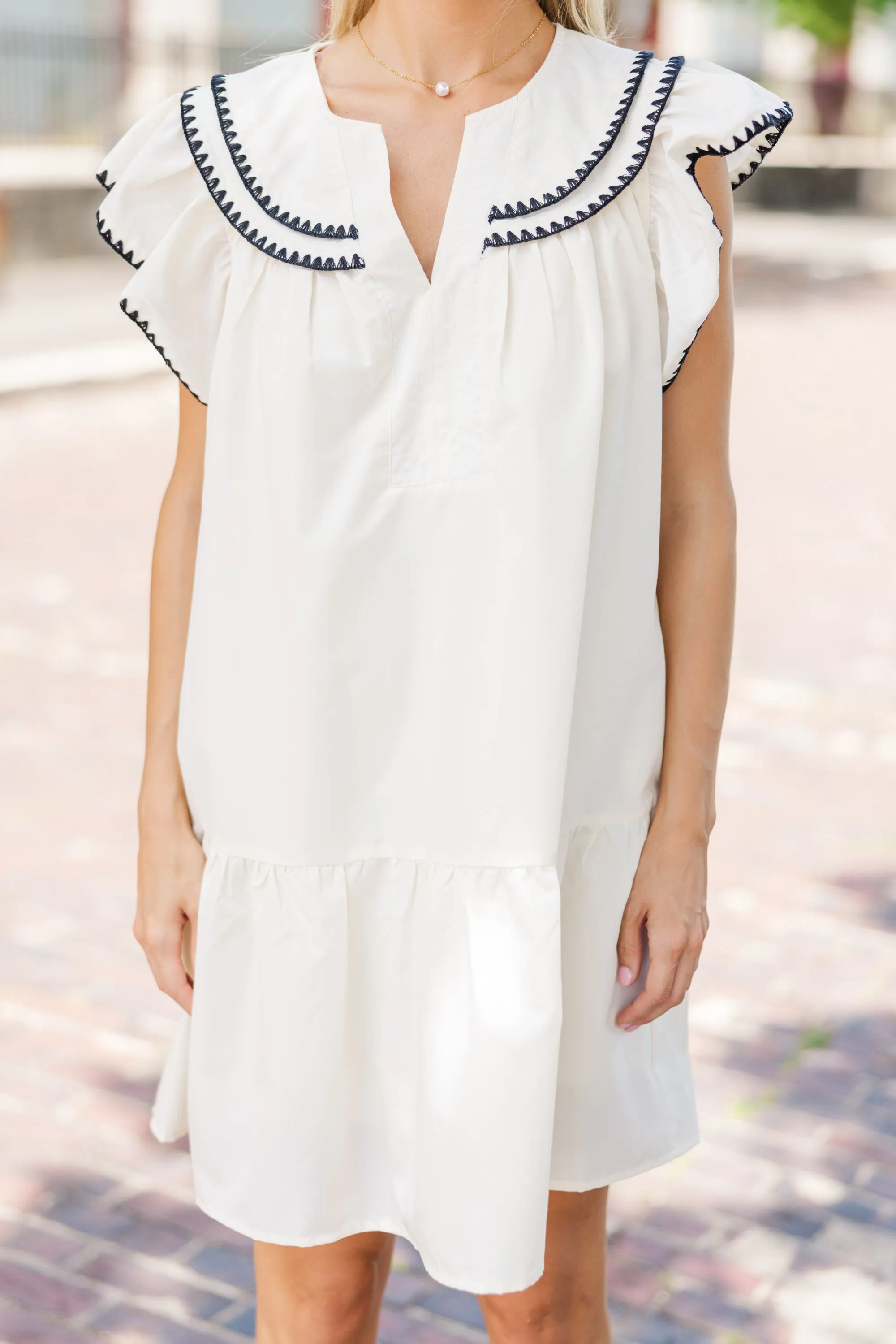 Dreaming Of The Days Cream Babydoll Dress