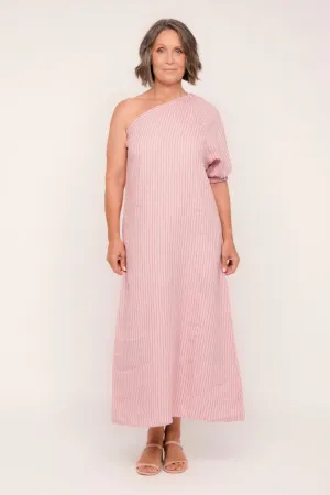 Emma Linen One Shoulder Dress in Beverly Hills Adrift