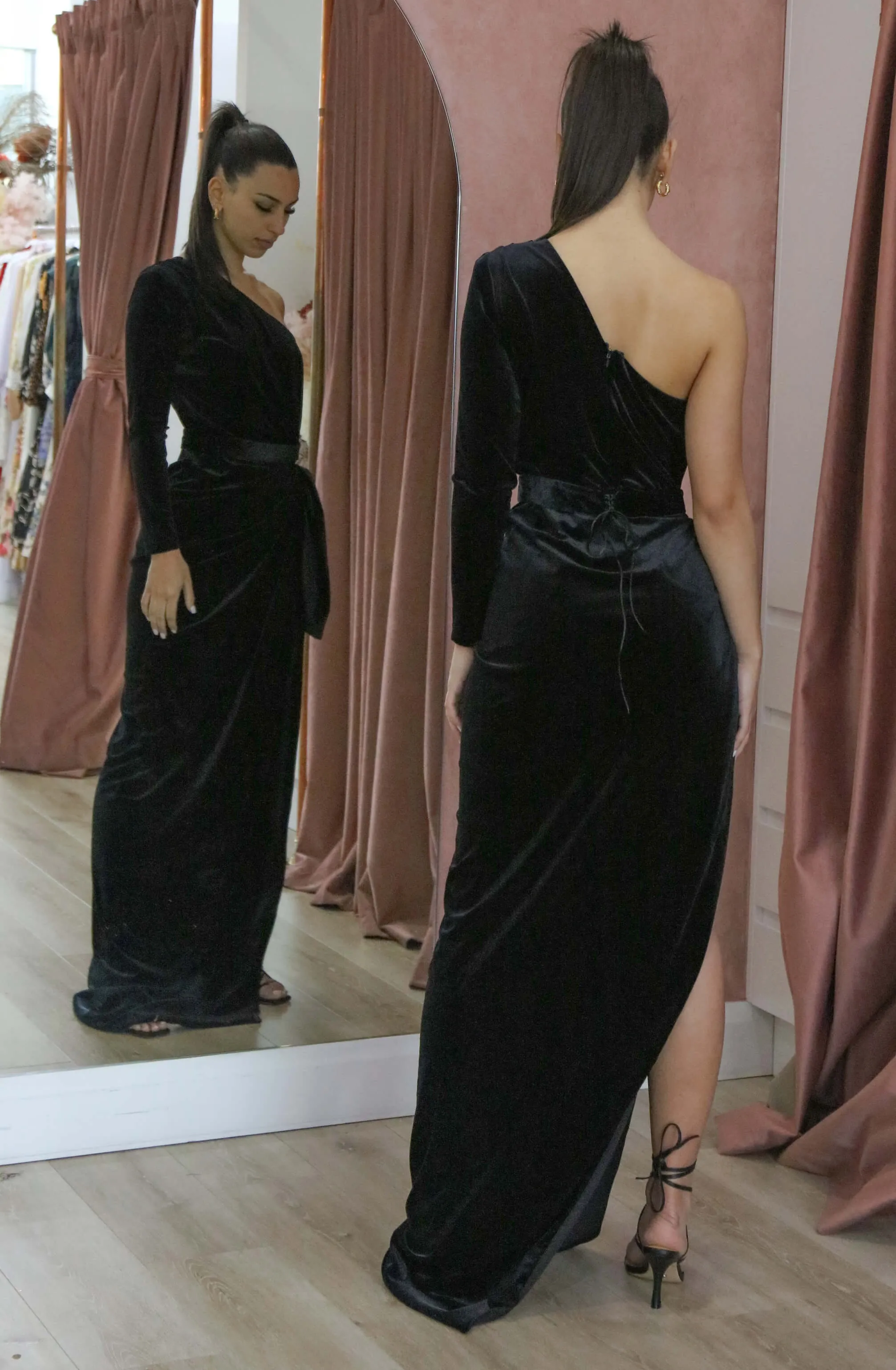 Enigma Black Velvet Gown by Lia Stublla