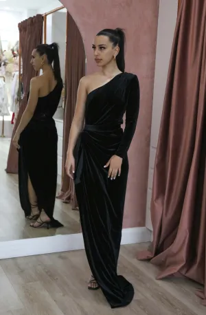Enigma Black Velvet Gown by Lia Stublla