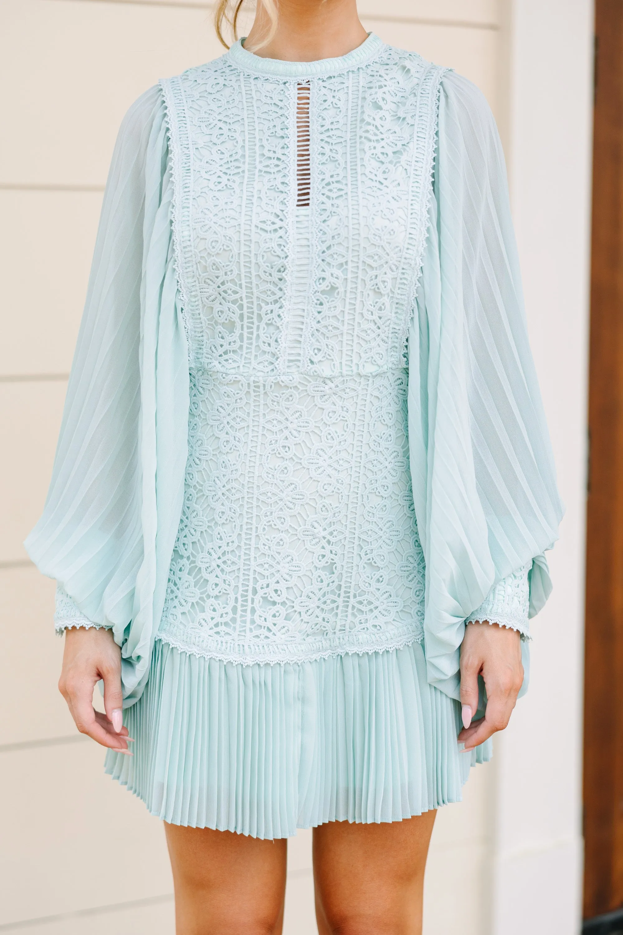Fate: Keep An Eye Out Mint Green Crochet Dress