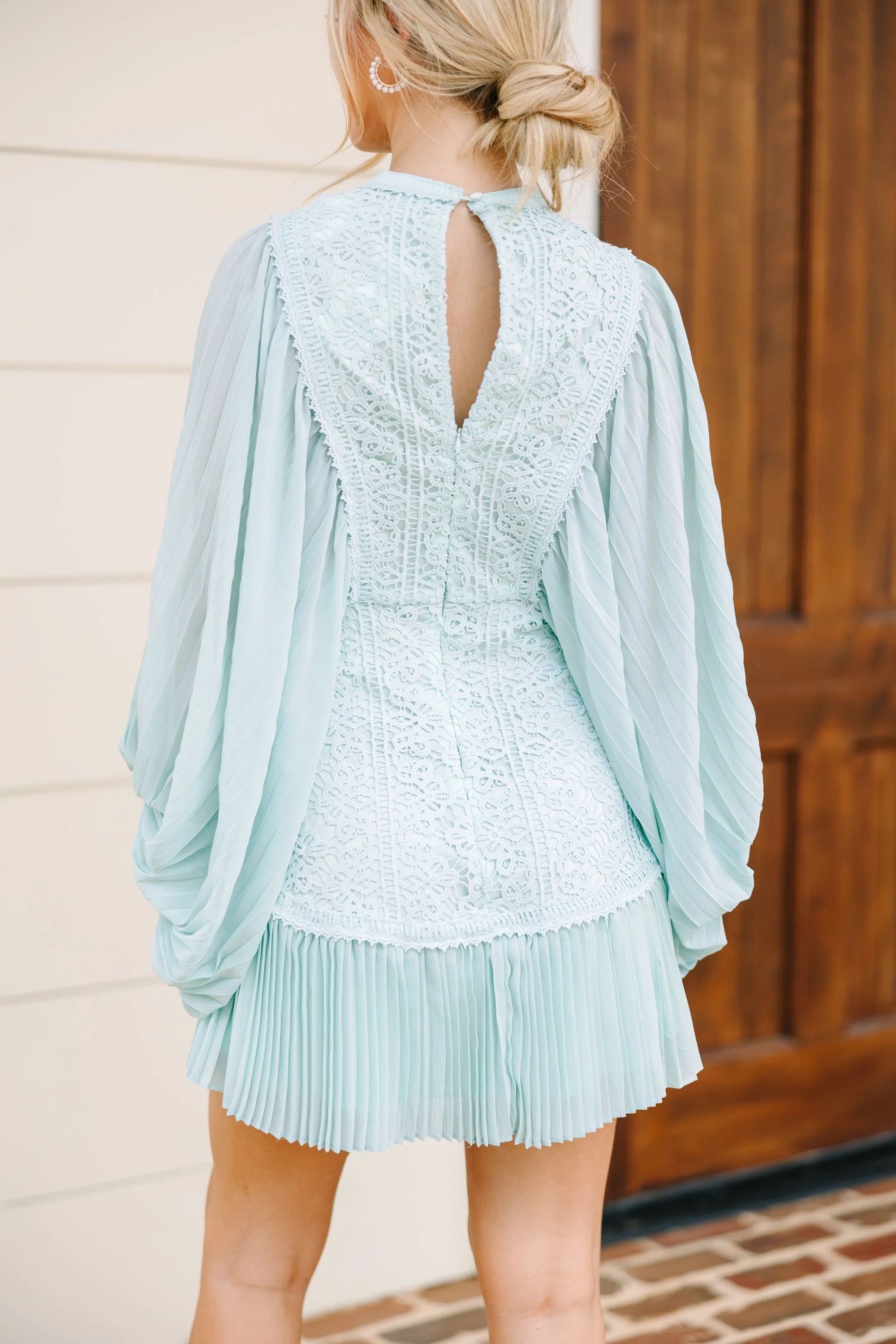 Fate: Keep An Eye Out Mint Green Crochet Dress