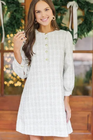 Feeling Like A Queen White Tweed Dress