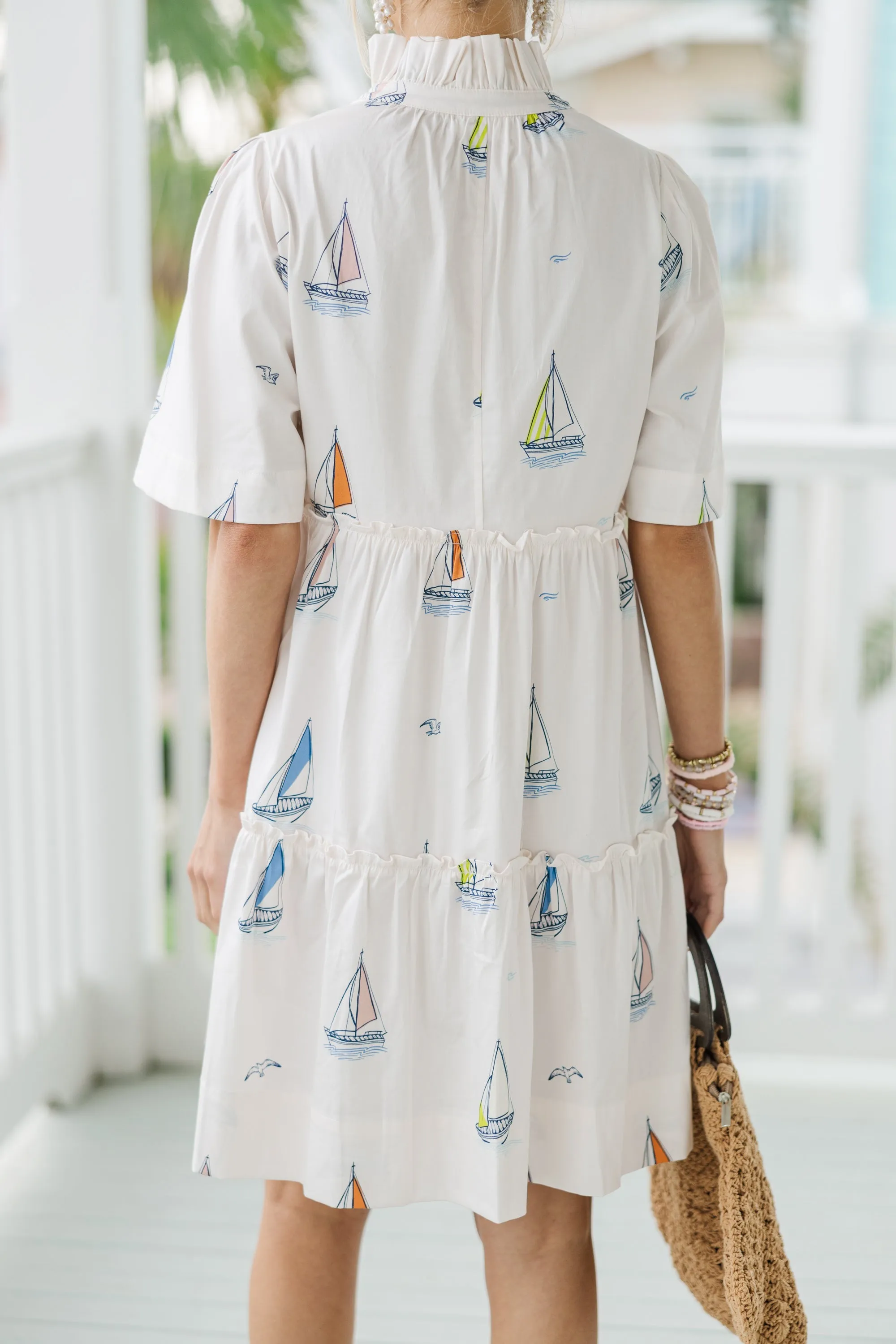 Feeling Your Best Pale Peach Sailboat Dress