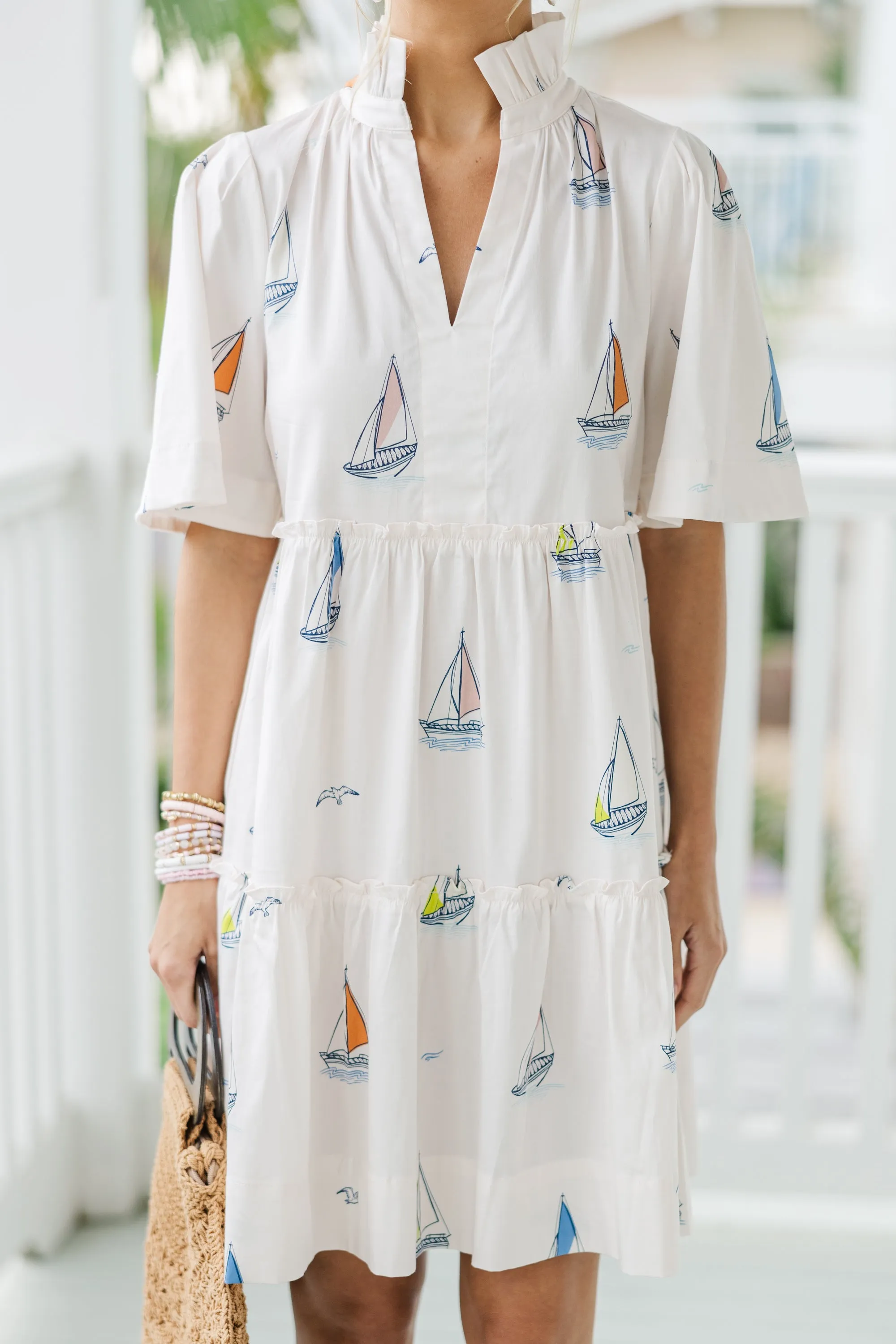 Feeling Your Best Pale Peach Sailboat Dress