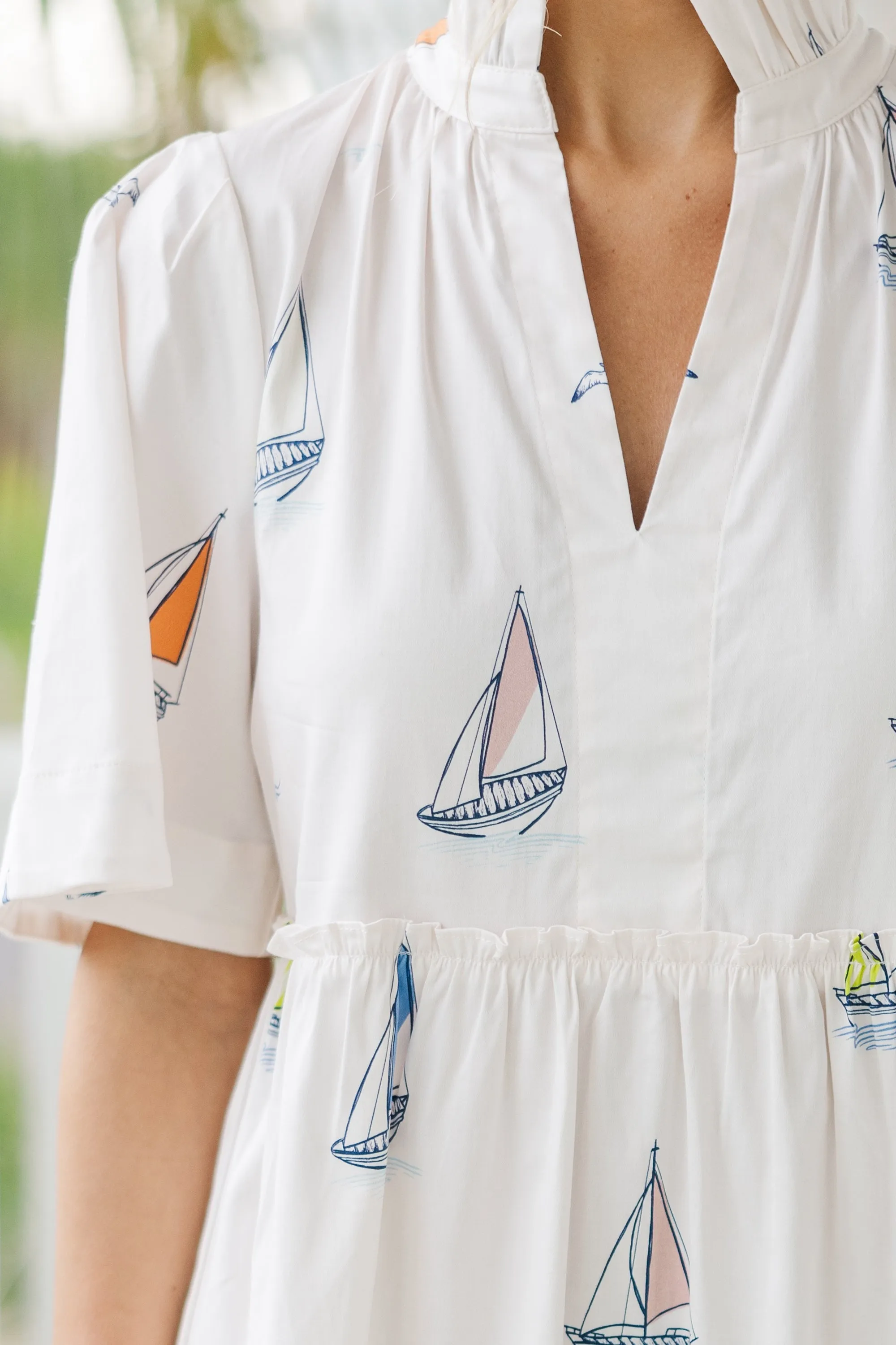 Feeling Your Best Pale Peach Sailboat Dress