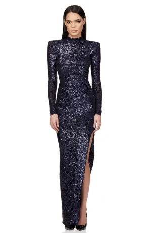 FINAL SALE: Navy Veda High Neck Gown by Nookie