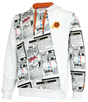 FISLL NBA Men's Phoenix Suns Comic Book Newspaper Print Hoodie, White