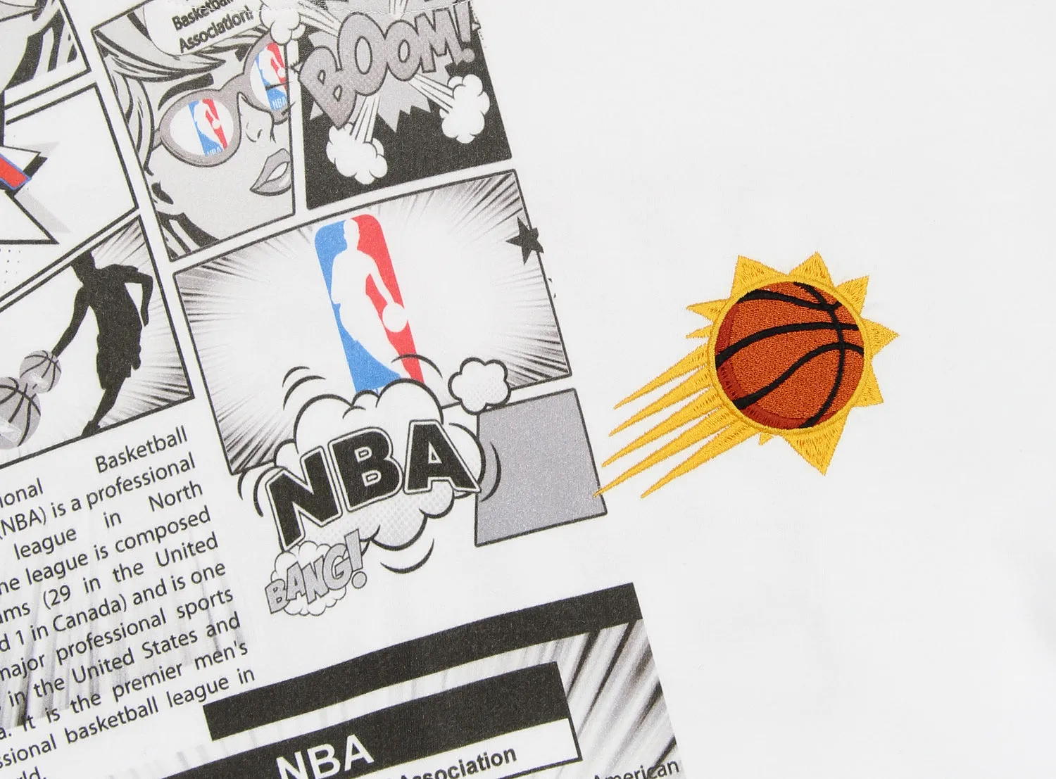 FISLL NBA Men's Phoenix Suns Comic Book Newspaper Print Hoodie, White