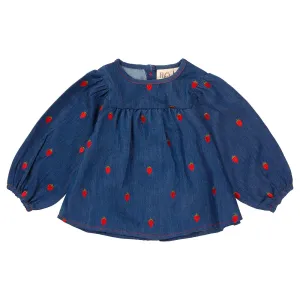 Flss Berry Denim Colette Blouse