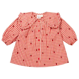 Flss Berry Gingham Molly LS Dress