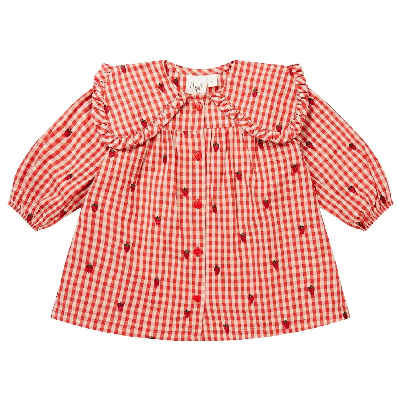 Flss Berry Gingham Molly LS Dress