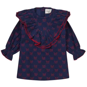 Flss Navy/Ruby Red Bows Luna Dress