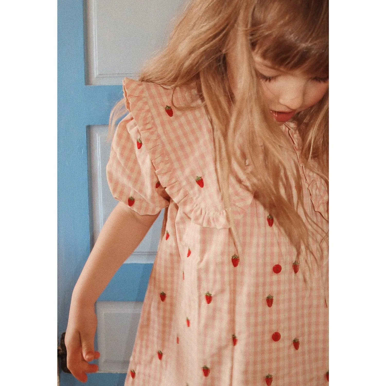 Flss Pink Berry Gingham Dolly Dress